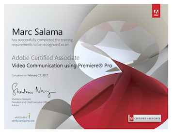Certification Adobe Premiere Marc Salama